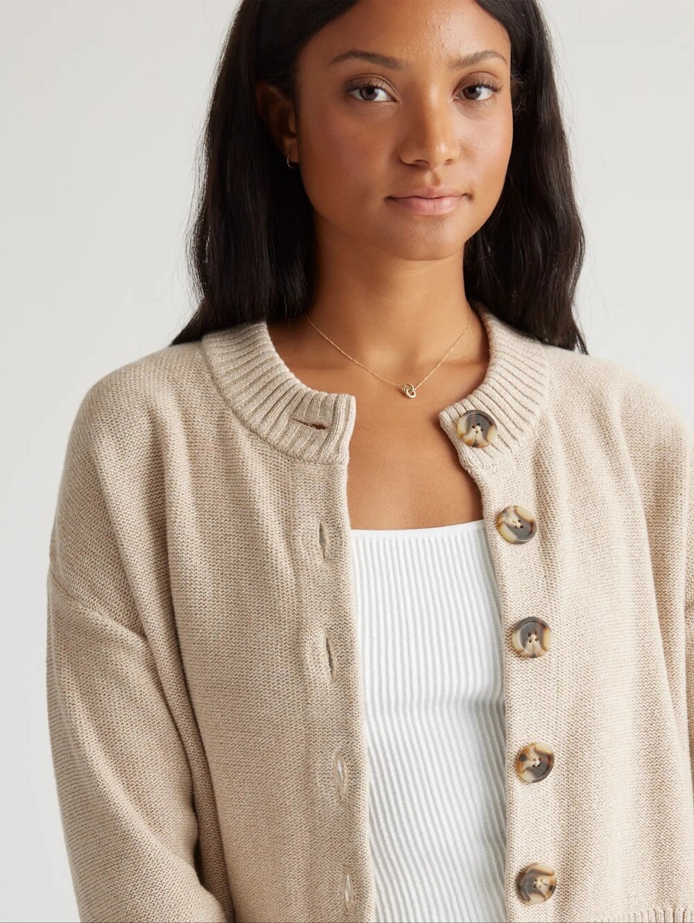 QUINCE 100% Organic Cotton Cropped Cardigan - Size S - Picture 3 of 8